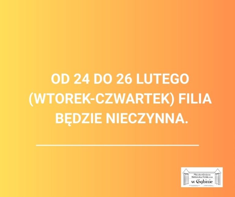 Filia biblioteczna w Dobrzykowie będzie otwarta w sobotę 31 stycznia